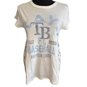 Touch Rays Baseball Lace Back Cotton Baby Doll T-Shirt Sz S lightweight | EUC!